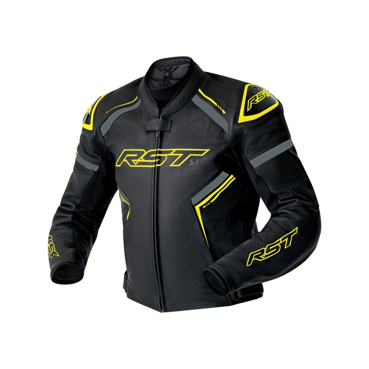 RST S-1 D3O CE Kožna Jakna Crna/Neon Žuta