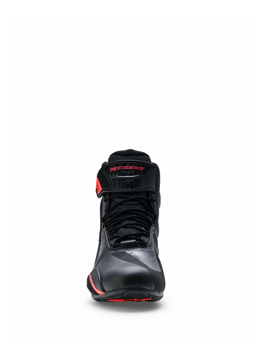 Alpinestars Faster-4 Drystar® moto patike – Black/Rio Red/Red Fluo
