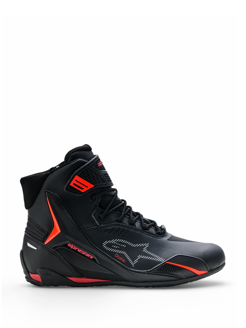 Alpinestars Faster-4 Drystar® moto patike – Black/Rio Red/Red Fluo