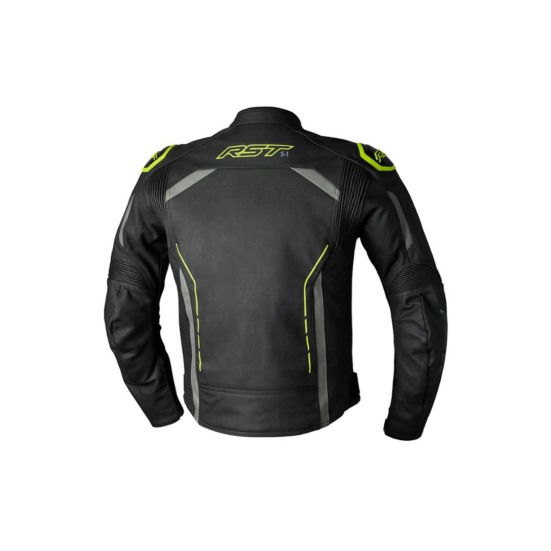 RST S-1 Kožna Moto Jakna Crna/Fluo Žuta