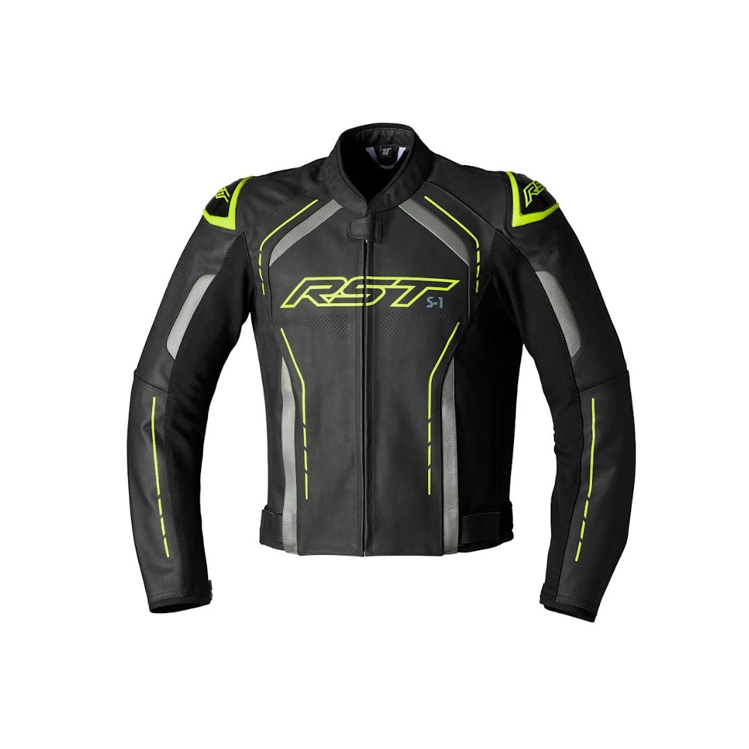 RST S-1 Kožna Moto Jakna Crna/Fluo Žuta