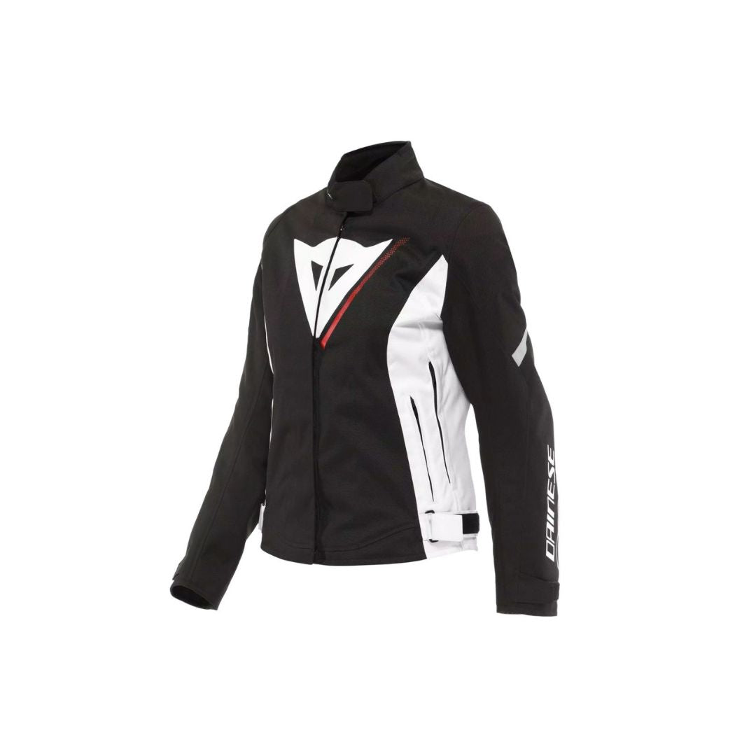 Dainese Veloce D-Dry® Ženska Tekstilna Moto Jakna Crno/Bijelo/Crvena